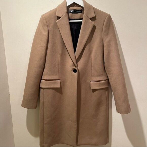 ZARA Camel Italian Wool Menswear Style Coat Jacket Small NWT NEW Blogger Fav - Picture 12 of 16